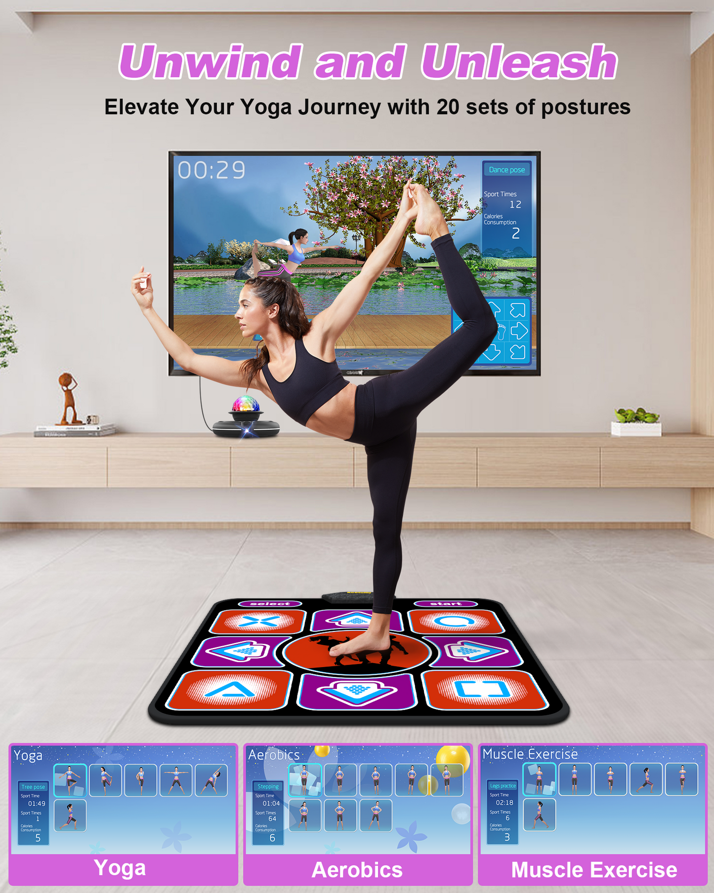 Single Dance Mat for Kids & Adults, Dance Floor Mat with Wireless Handle, HDMI Dance Step Pad Game for TV,Dance Pad with HD Camera (Black)