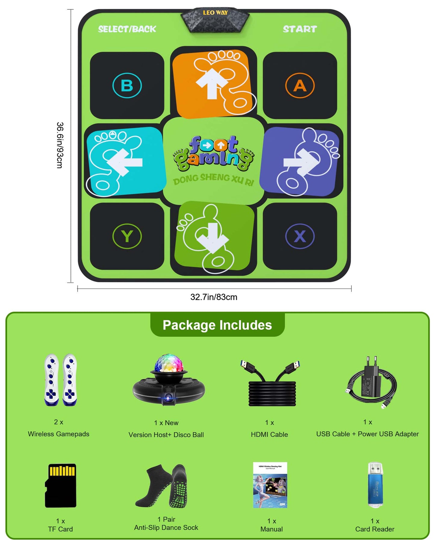 Single Dance Mat for Kids & Adults, Dance Floor Mat with Wireless Handle, HDMI Dance Step Pad Game for TV,Dance Pad with HD Camera