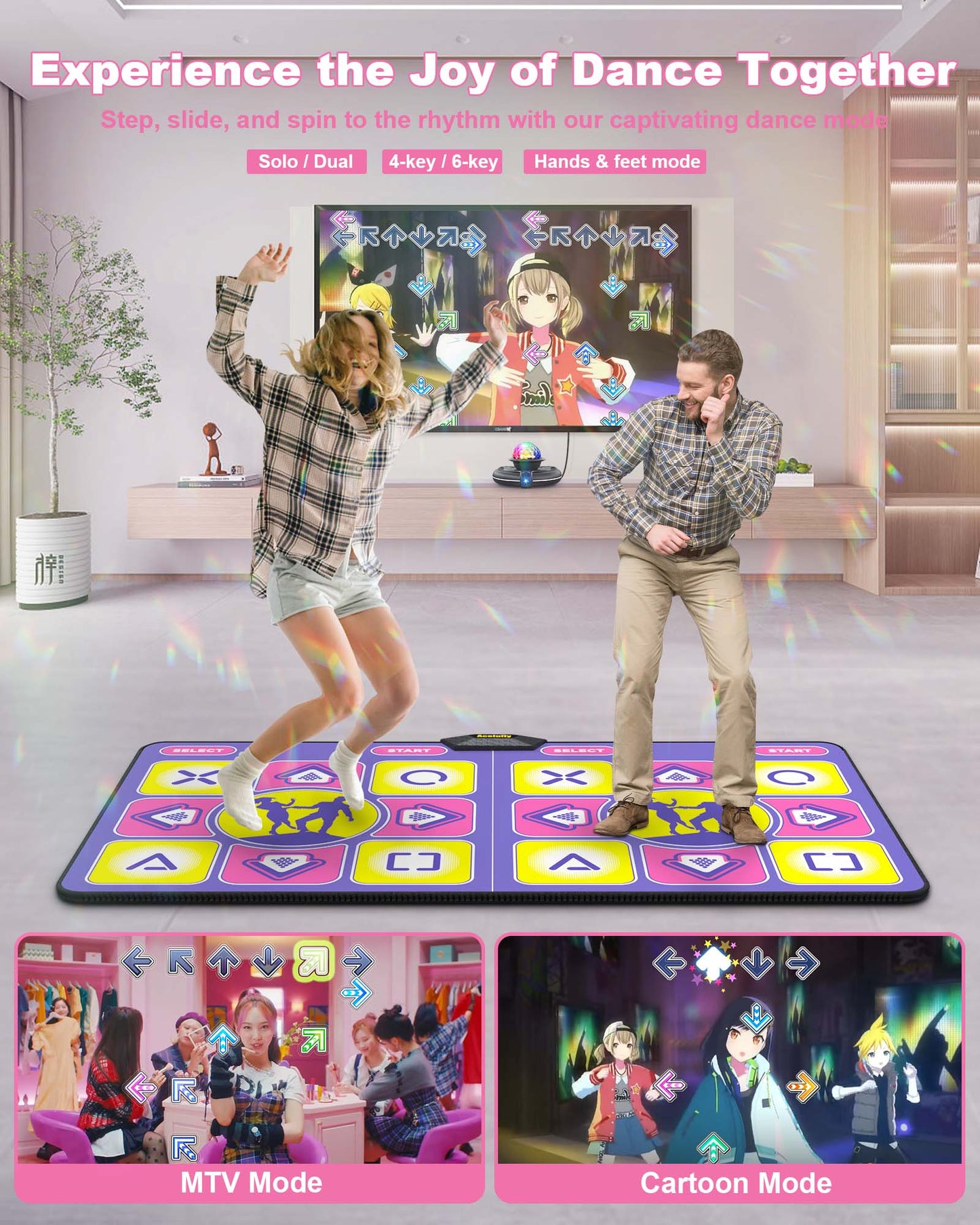 Double Dance Mat, Dance Pad with HD Camera (Purple)