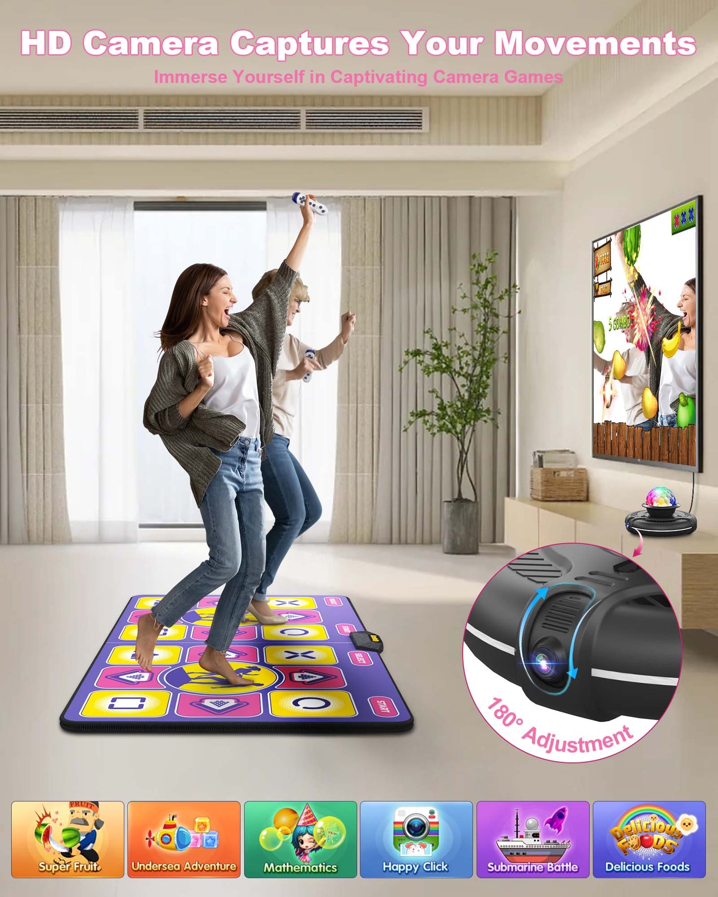 Double Dance Mat, Dance Pad with HD Camera (Purple)