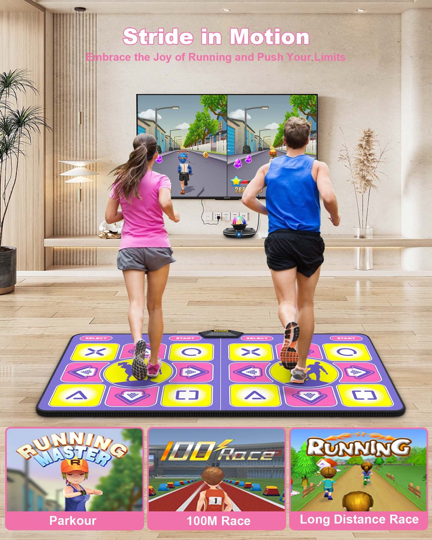 Double Dance Mat, Dance Pad with HD Camera (Purple)