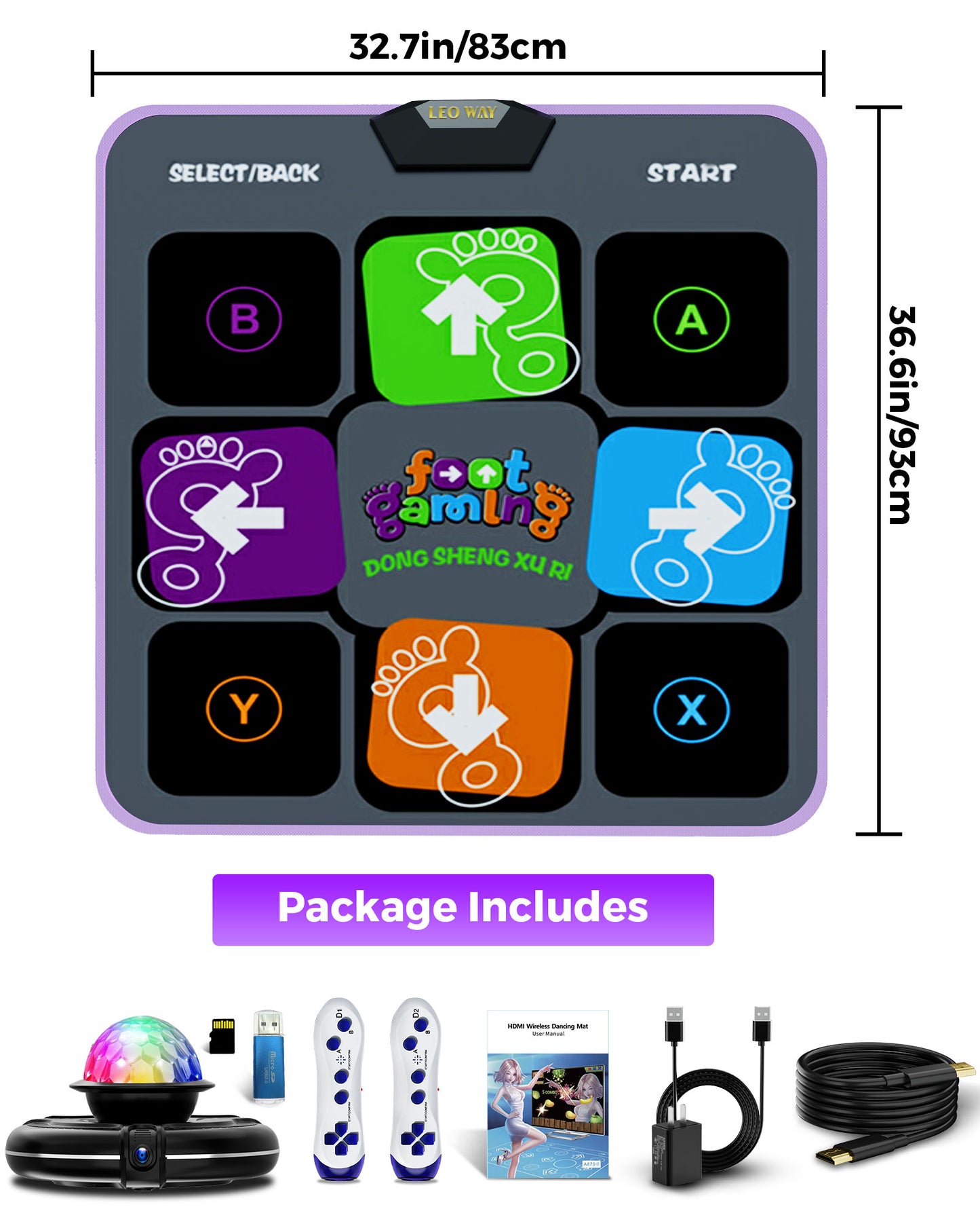 Single Dance Mat for Kids & Adults, Dance Floor Mat with Wireless Handle, HDMI Dance Step Pad Game for TV,Dance Pad with HD Camera