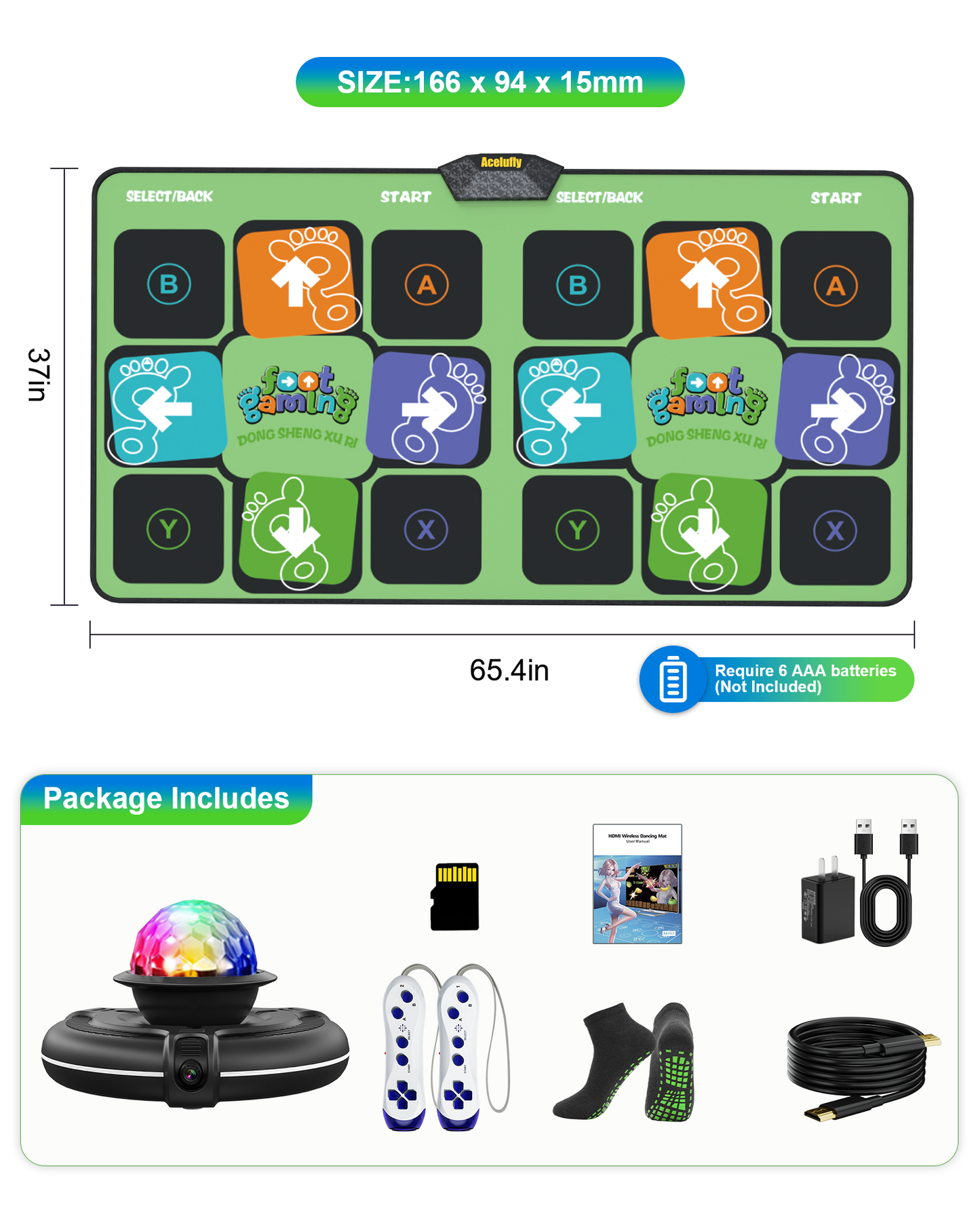 Flannel Dance Mat with HD Camera (Green)