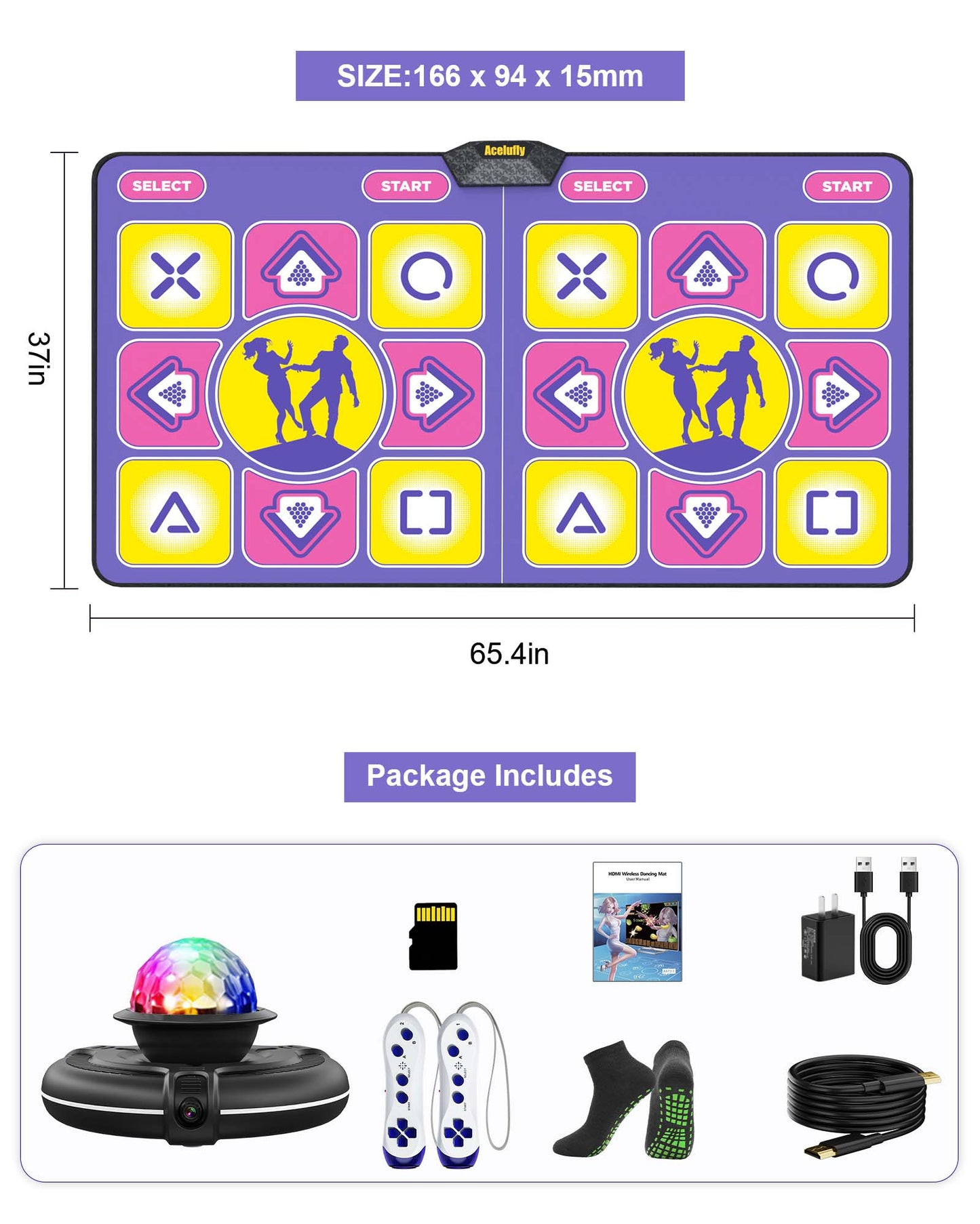 Flannel Dance Mat with HD Camera (Purple)