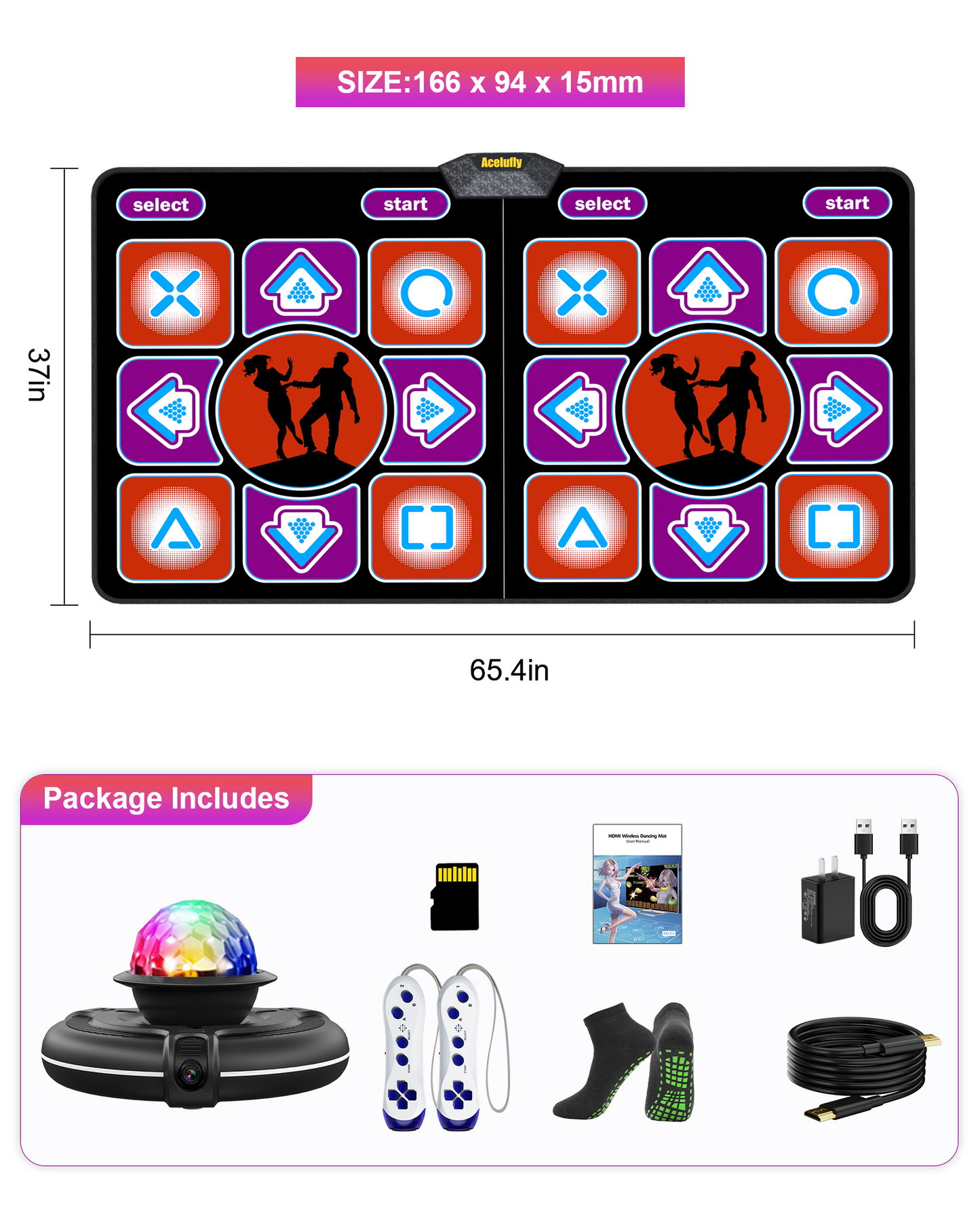 Flannel Dance Mat with HD Camera (Black)