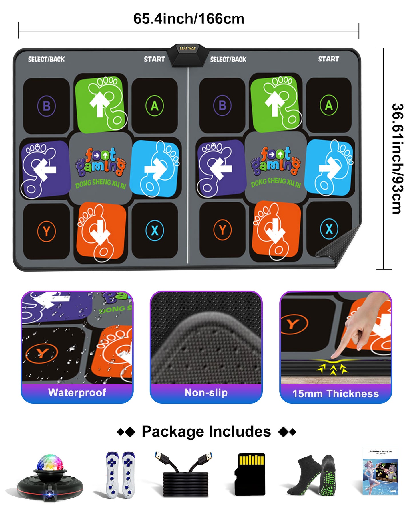 Double Dance Mat, Dance Pad with HD Camera (Black)