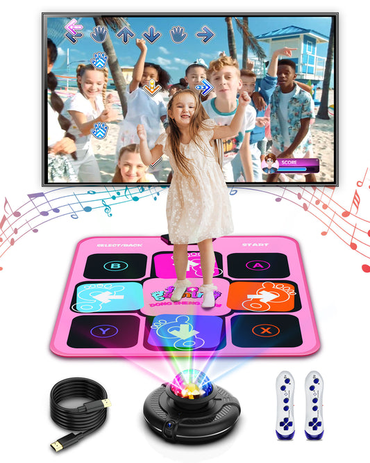 Single Dance Mat for Kids & Adults, Dance Floor Mat with Wireless Handle & Camera, HDMI Dance Step Pad Game for TV (Pink)
