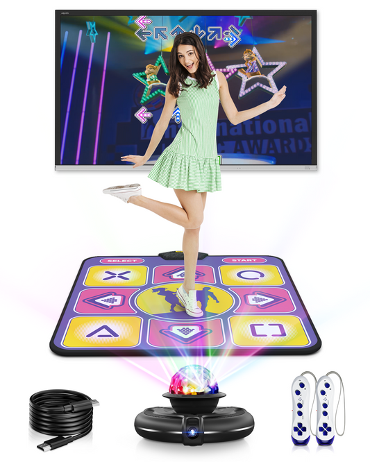 Single Dance Mat for Kids & Adults, Dance Floor Mat with Wireless Handle, HDMI Dance Step Pad Game for TV,Dance Pad with HD Camera