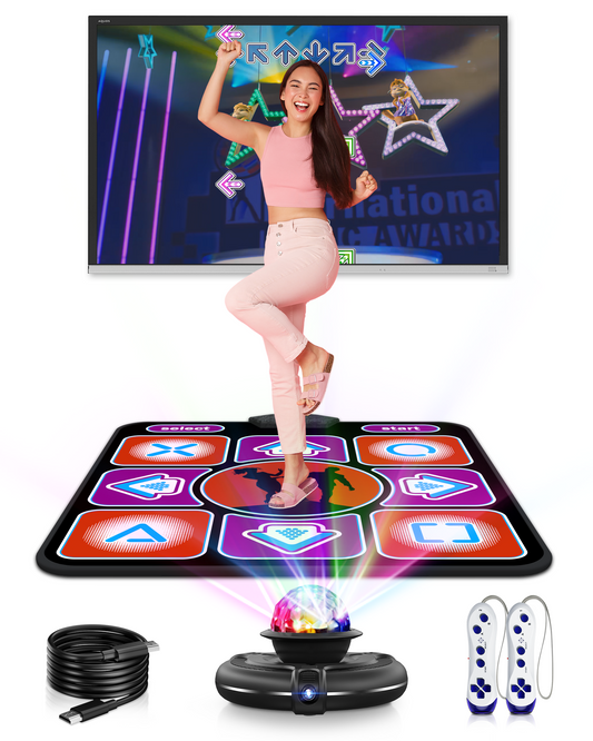 Single Dance Mat for Kids & Adults, Dance Floor Mat with Wireless Handle, HDMI Dance Step Pad Game for TV,Dance Pad with HD Camera (Black)