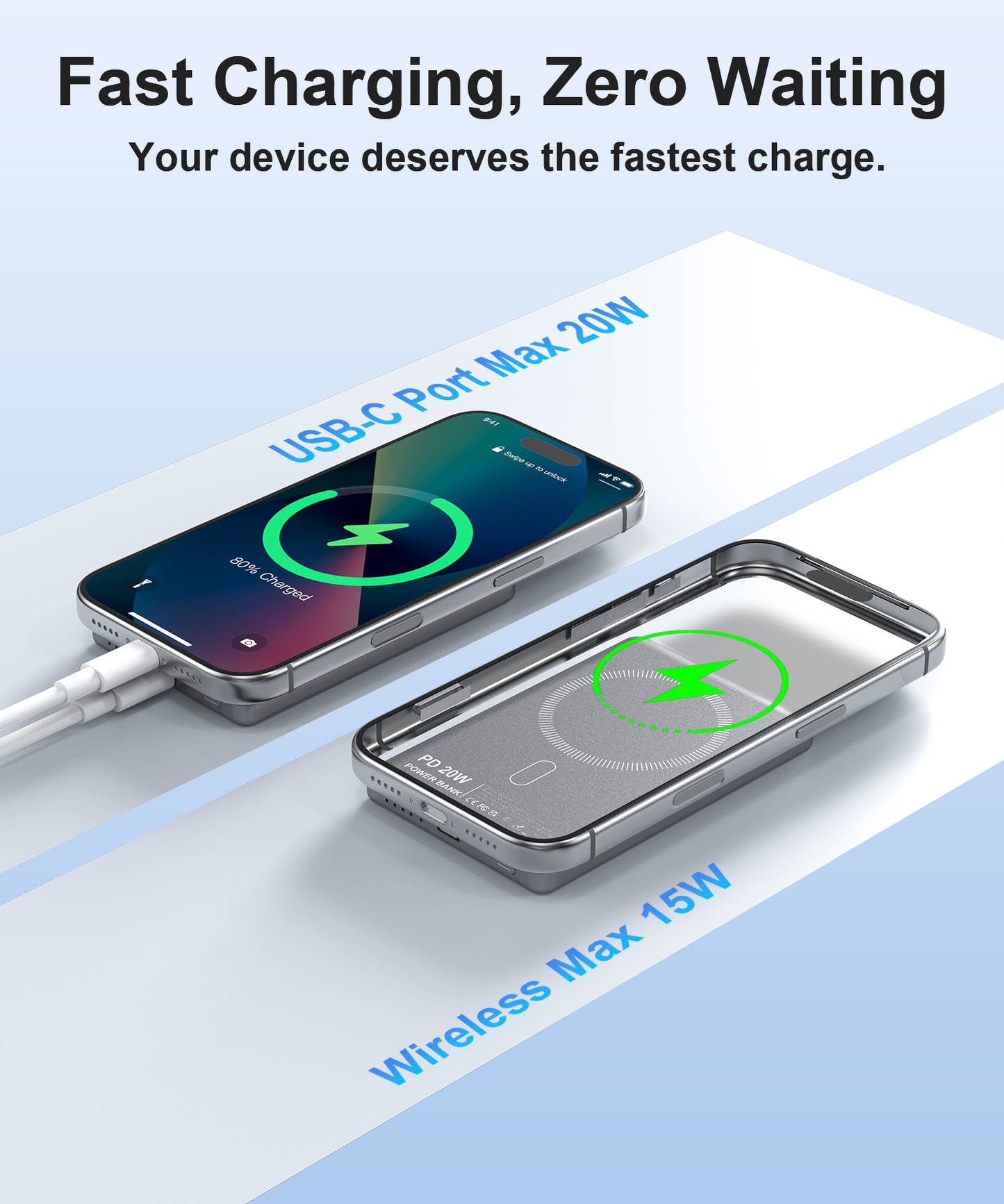 Ultra Slim Power Bank for Magsafe, 20W Fast Charging Portable Charger iPhone, 6000mAh Magnetic Wireless Power Bank, USB C in&Out Battery Pack for iPhone Air/17/16/15/14/13/12 Plus/Pro/Pro Max/Mini