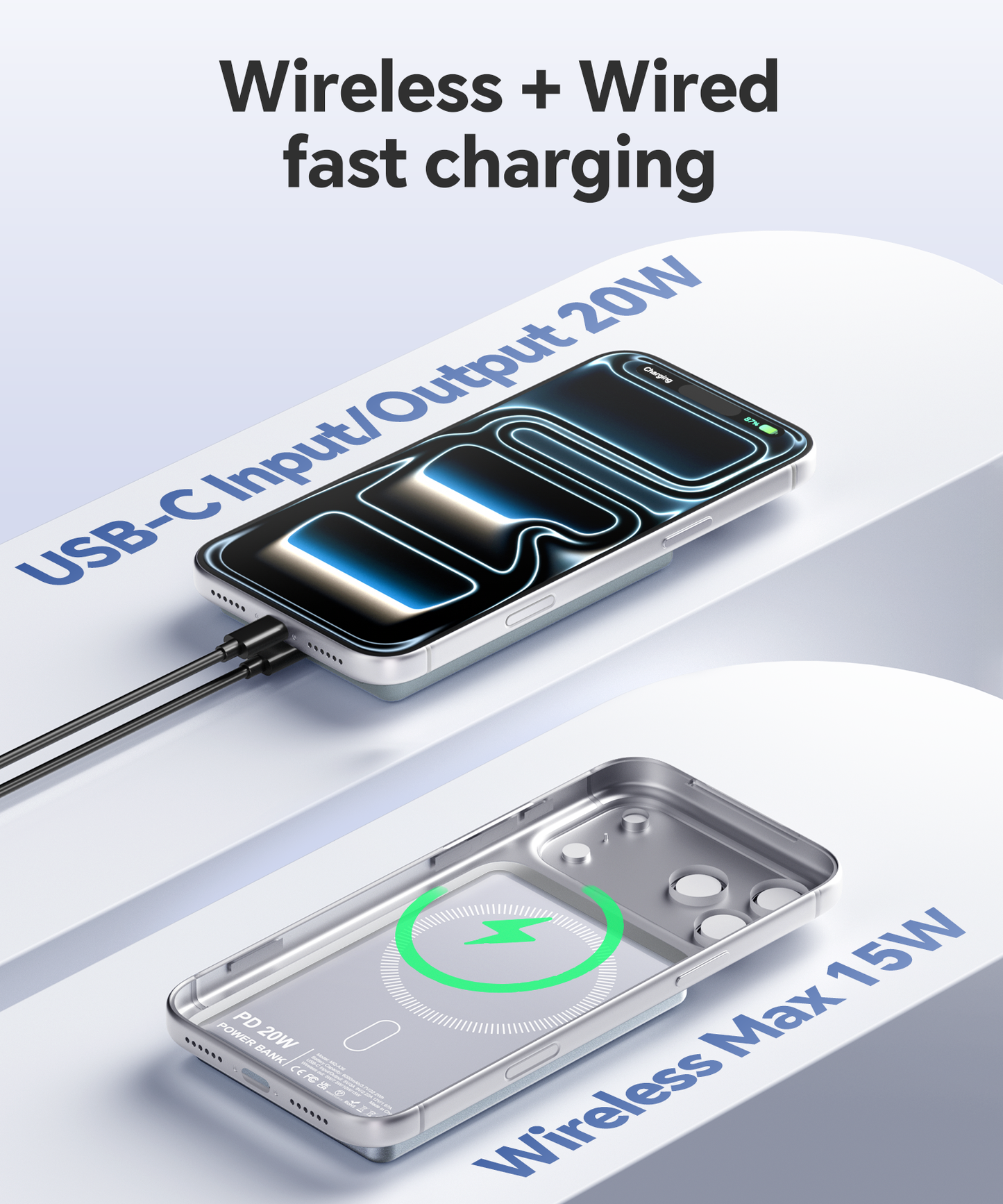 Ultra Slim Power Bank for Magsafe, 20W Fast Charging Portable Charger iPhone, 6000mAh Magnetic Wireless Power Bank, USB C in&Out Battery Pack for iPhone Air/17/16/15/14/13/12 Plus/Pro/Pro Max/Mini