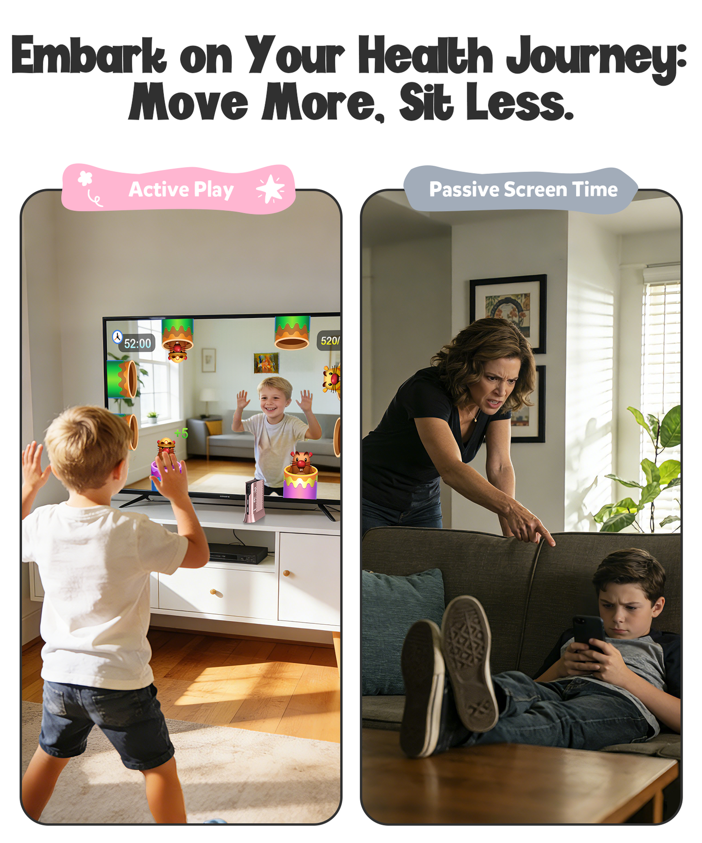 AR Motion Game Console for Kids, Plug & Play Video Game System for TV, Indoor Physical Activity & Family Fun, Great for Gaming Nights, Parties and Playdates